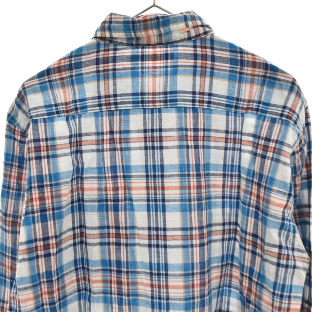 HOLLYWOOD RANCH MARKET(ハリウッドランチマーケット)のHOLLYWOOD RANCH MARKET ハリウッド ランチ マーケット GAIJIN MADE Check Long Sleeve Shirt ガイジンメイド 長袖チェックシャツ ブルー/オレンジ メンズのトップス(シャツ)の商品写真