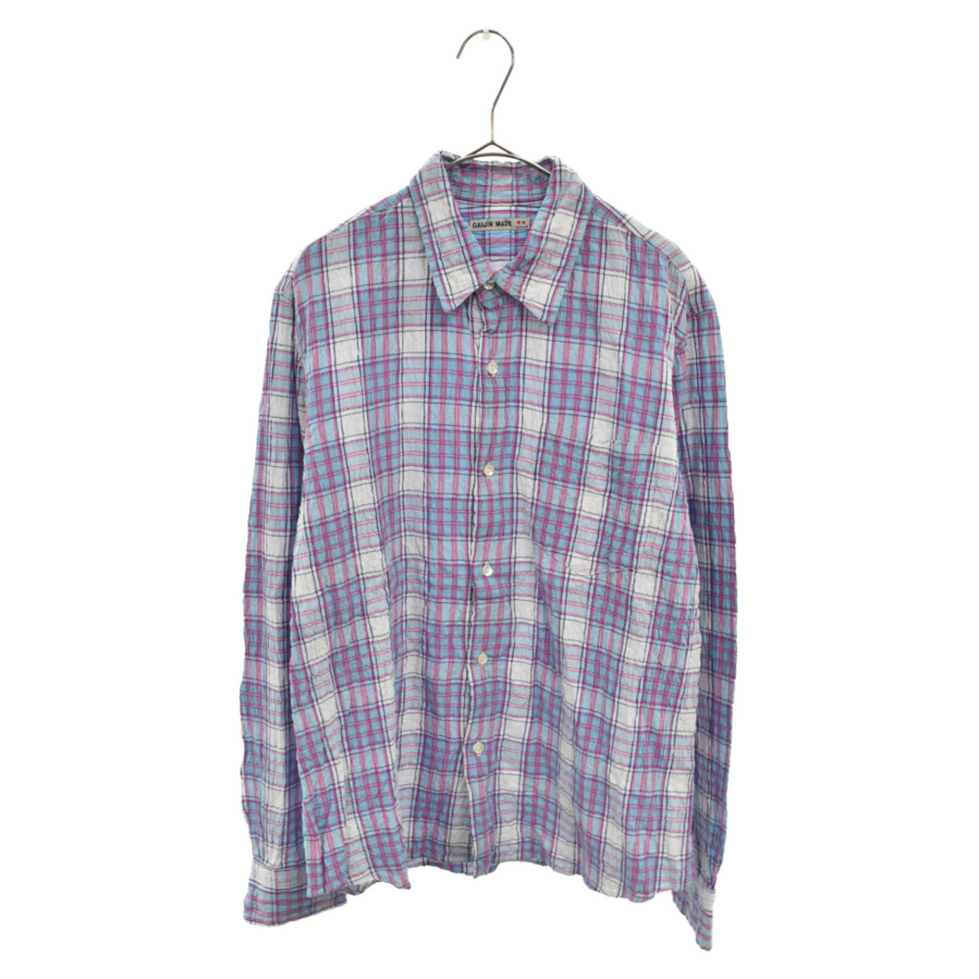 HOLLYWOOD RANCH MARKET(ハリウッドランチマーケット)のHOLLYWOOD RANCH MARKET ハリウッド ランチ マーケット GAIJIN MADE Check Long Sleeve Shirt ガイジンメイド シワ加工 長袖チェックシャツ ブルー/パープル/ホワイト メンズのトップス(シャツ)の商品写真