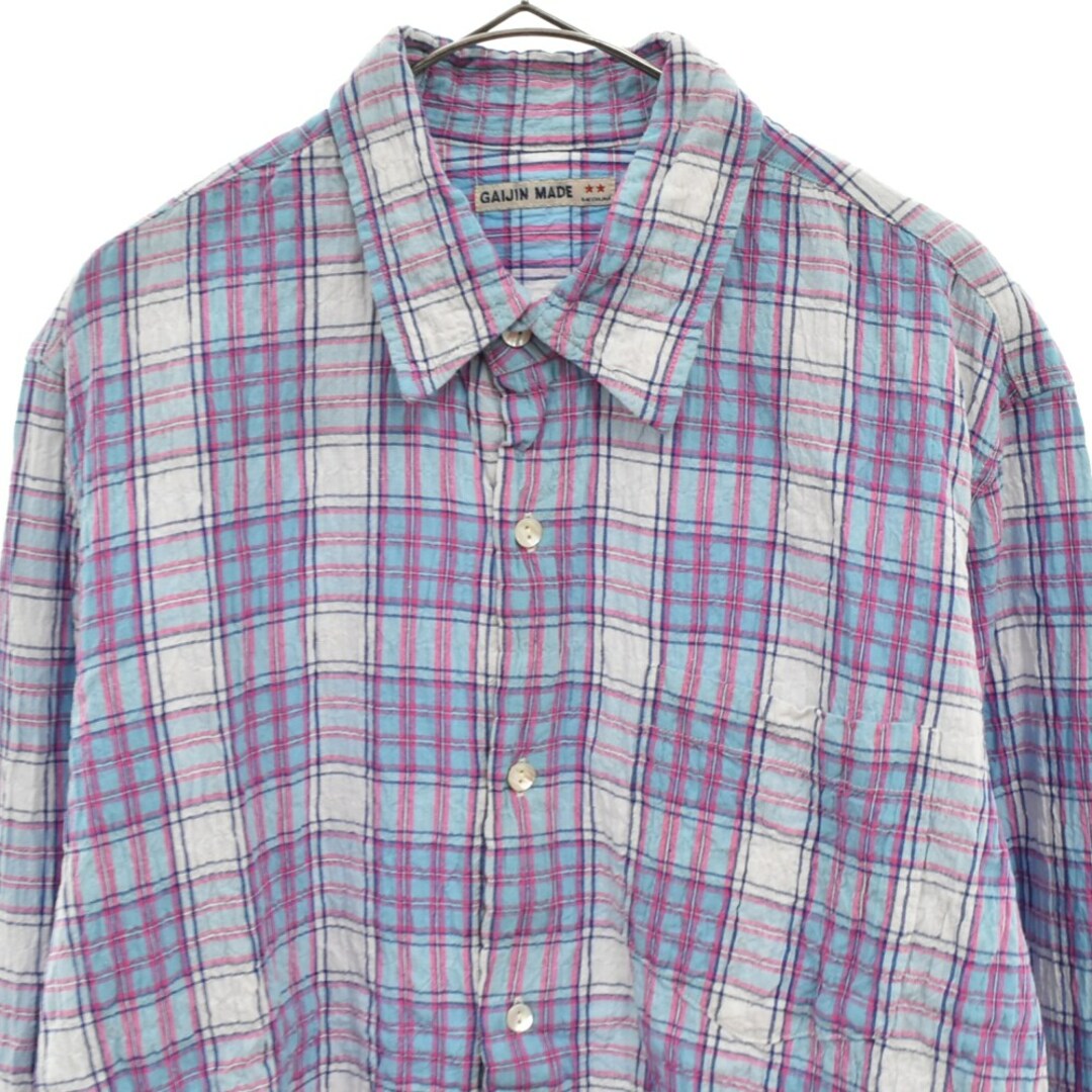 HOLLYWOOD RANCH MARKET(ハリウッドランチマーケット)のHOLLYWOOD RANCH MARKET ハリウッド ランチ マーケット GAIJIN MADE Check Long Sleeve Shirt ガイジンメイド シワ加工 長袖チェックシャツ ブルー/パープル/ホワイト メンズのトップス(シャツ)の商品写真