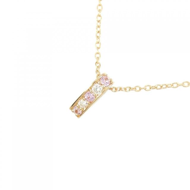 K18PG ハート サファイヤ ネックレス 0.32CT 拡散処理未検査