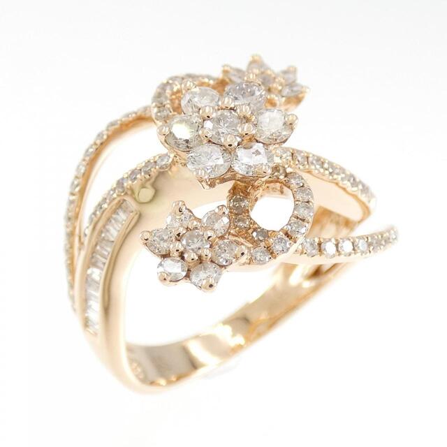 激安価格の K18PG フラワー ダイヤモンド リング 1.15CT リング(指輪
