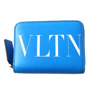 良品◎伊製 VALENTINO GARAVANI ヴァレンティノガラヴァーニ VLIN フルオ ネックホルダー コンパクトウォレット 財布 ネオンブルー 箱・袋