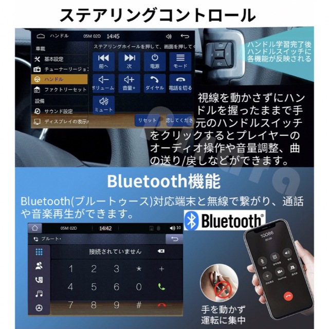 カーオーディオカーオーディオN05L1ラジオ1DIN Bluetooth、carplay付き