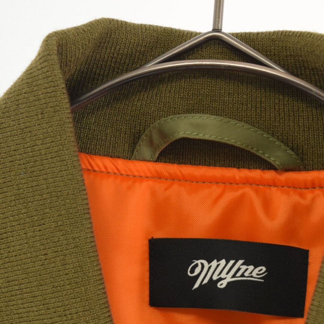 MYne by mihara yasuhiro マインバイミハラヤスヒロ Shoelace Knitted Sleeve MA-1 シューレース ニットスリーブ ボンバージャケット G10BL011-0 カーキ