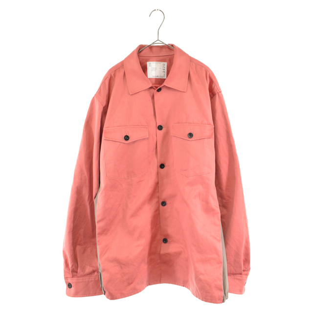 sacai(サカイ)のSacai サカイ 22AW Cotton Chino Shirt オーバーサイズ切替シャツジャケット ピンク メンズのジャケット/アウター(フライトジャケット)の商品写真