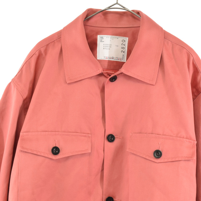 sacai(サカイ)のSacai サカイ 22AW Cotton Chino Shirt オーバーサイズ切替シャツジャケット ピンク メンズのジャケット/アウター(フライトジャケット)の商品写真