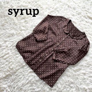 シロップ(syrup.)のsyrup シロップ　長袖　ブラウス　丸襟　ドット　ブラウン(シャツ/ブラウス(長袖/七分))