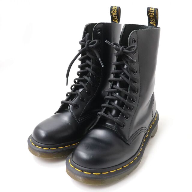 Dr.Martens(ドクターマーチン)の美品☆Dr.Martens ドクターマーチン 10092 イエローステッチ レザー 10ホールブーツ/レースアップブーツ ブラック 黒 レディース UK4 レディースの靴/シューズ(ブーツ)の商品写真