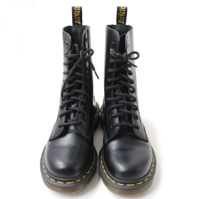 Dr.Martens(ドクターマーチン)の美品☆Dr.Martens ドクターマーチン 10092 イエローステッチ レザー 10ホールブーツ/レースアップブーツ ブラック 黒 レディース UK4 レディースの靴/シューズ(ブーツ)の商品写真