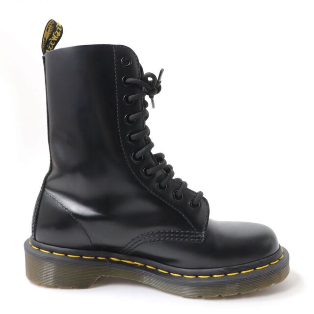 美品☆Dr.Martens ドクターマーチン 10092 イエローステッチ レザー 10ホールブーツ/レースアップブーツ ブラック 黒 レディース UK4
