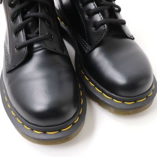 美品☆Dr.Martens ドクターマーチン 10092 イエローステッチ レザー 10ホールブーツ/レースアップブーツ ブラック 黒 レディース UK4