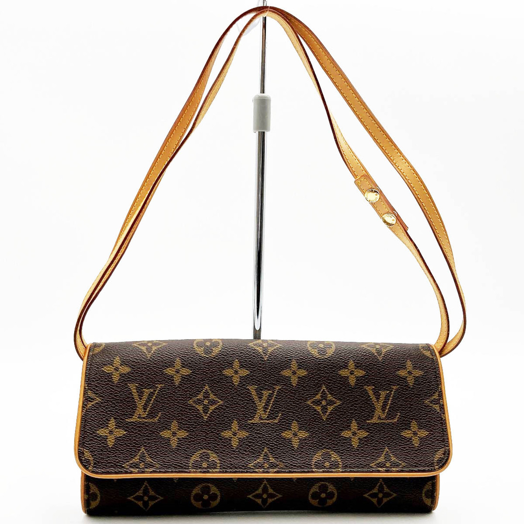 超美品 LOUIS VUITTON ルイ・ヴィトン ポシェット ツイン モノグラム ショルダーバッグ 斜め掛け 肩掛け バッグ ブラウン PVC レディース ファッション M51852 USEDマグネット式内側