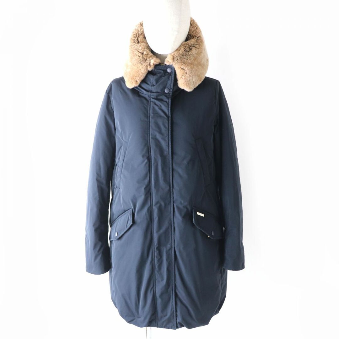 良品△正規品 定価146,300円 ウールリッチ IENA別注 18AW WWCPS2725D COCOON ESKIMO ラビットファー付 ダウンコート レディース ネイビー S