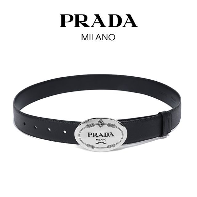 14 PRADA ブラック SAFFIANO レザー ベルト size 85