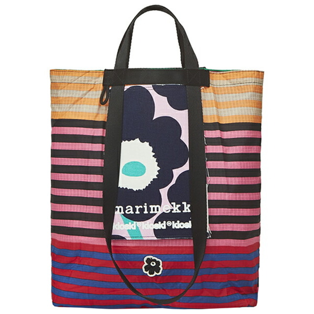 新品 マリメッコ Marimekko トートバッグ キオスキ FUNNY TOTE TASARAITA ダークブルー/ピンク/マルチ