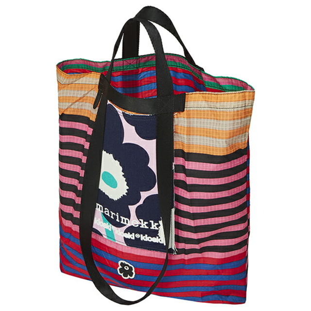 新品 マリメッコ Marimekko トートバッグ キオスキ FUNNY TOTE TASARAITA ダークブルー/ピンク/マルチ 3