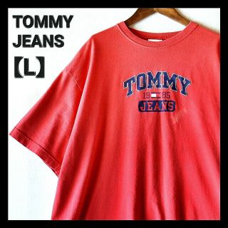 トミージーンズ(TOMMY JEANS)の古着★90's トミージーンズ メキシコ製 フラッグタグ カレッジロゴ赤Tシャツ(Tシャツ/カットソー(半袖/袖なし))