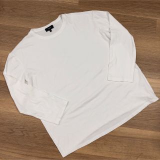 セオリー(theory)のクルーネック　コットン　綿100 ロンT ホワイト　シンプル(Tシャツ(長袖/七分))