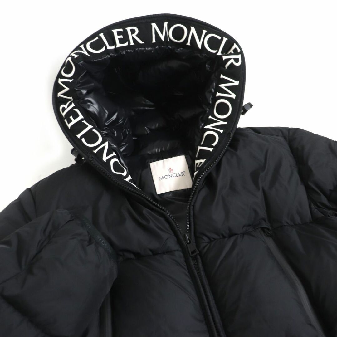 極美品MONCLER/モンクレール ロゴ刺繍デザイン MONTCLA/モンクラ フーデッド WZIP ダウンジャケット ブラック ブルガリア製  国内正規品