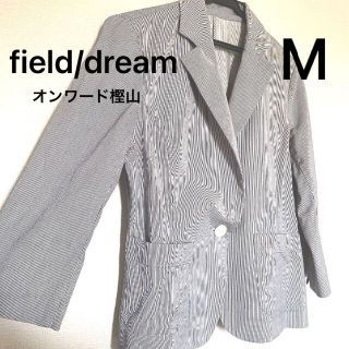 フィールドドリーム(field/dream)の美品 フィールドドリーム オンワード 夏用ジャケット M ストライプ柄 グレー(テーラードジャケット)