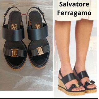 サルヴァトーレフェラガモ(Salvatore Ferragamo)のSalvatore Ferragamoフェラガモ☆サンダルヴァラリボン☆ブラック(サンダル)