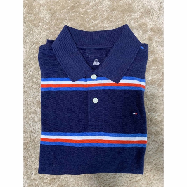 TOMMY HILFIGER(トミーヒルフィガー)の新品　トミーヒルフィガー　ポロシャツ　ネイビー　ボーダー　紺　150 キッズ/ベビー/マタニティのキッズ服男の子用(90cm~)(Tシャツ/カットソー)の商品写真