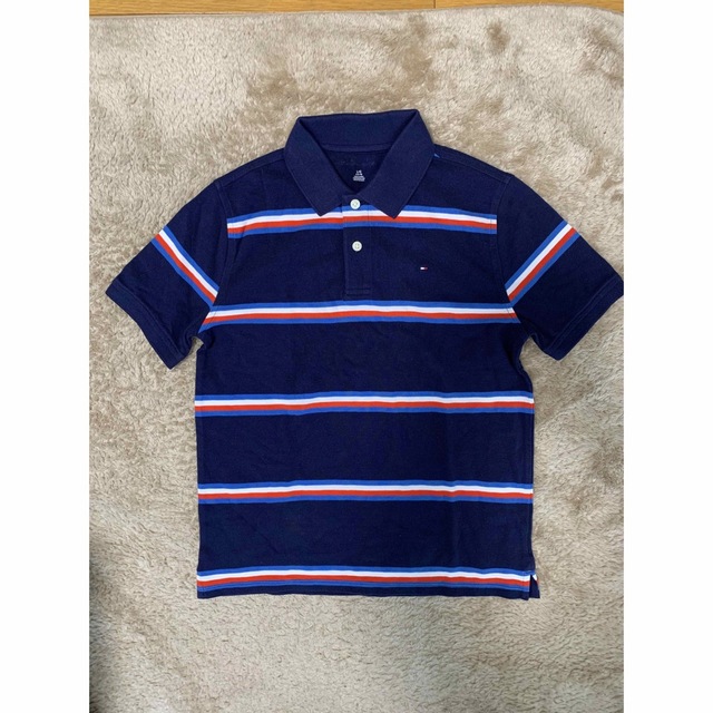 TOMMY HILFIGER(トミーヒルフィガー)の新品　トミーヒルフィガー　ポロシャツ　ネイビー　ボーダー　紺　150 キッズ/ベビー/マタニティのキッズ服男の子用(90cm~)(Tシャツ/カットソー)の商品写真