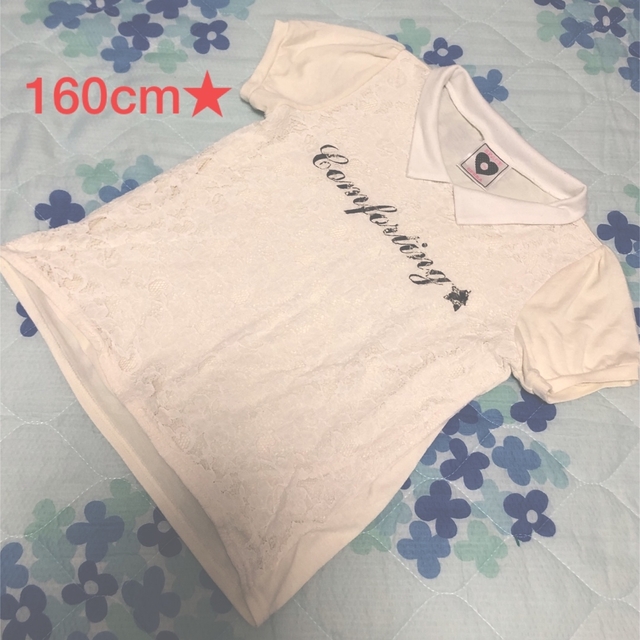 半袖Tシャツ★襟付きトップス★160cm★白系★夏物★カットソー キッズ/ベビー/マタニティのキッズ服女の子用(90cm~)(Tシャツ/カットソー)の商品写真