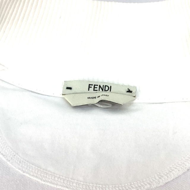 フェンディ FENDI ラメ ズッカ ロゴ FAF069 アパレル 長袖 上着 ジャージ アウター ジップアップ スウェット ジャケット ポリエステル  ホワイト 美品