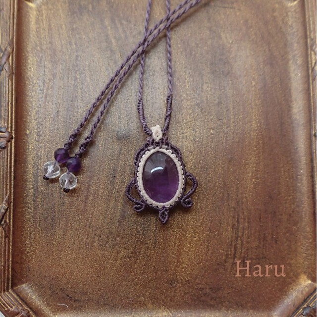 【SOLD】マクラメ編みネックレス アメシスト