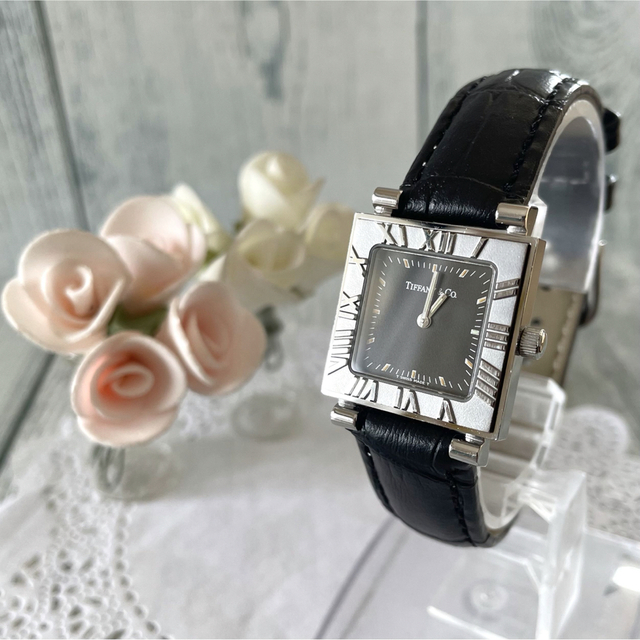電池交換済】TIFFANY&Co ティファニー アトラス 腕時計 ブラック-