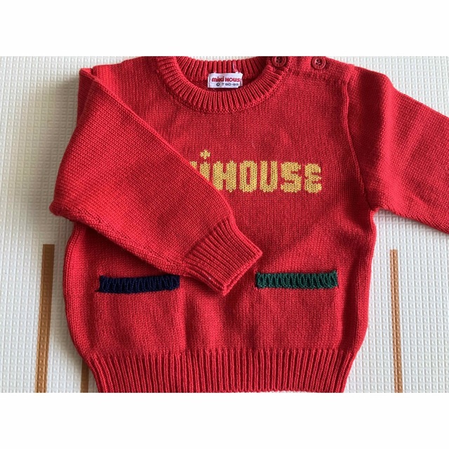 mikihouse - 美品 ミキハウス 90サイズ 赤 ロゴセーターの通販 by 