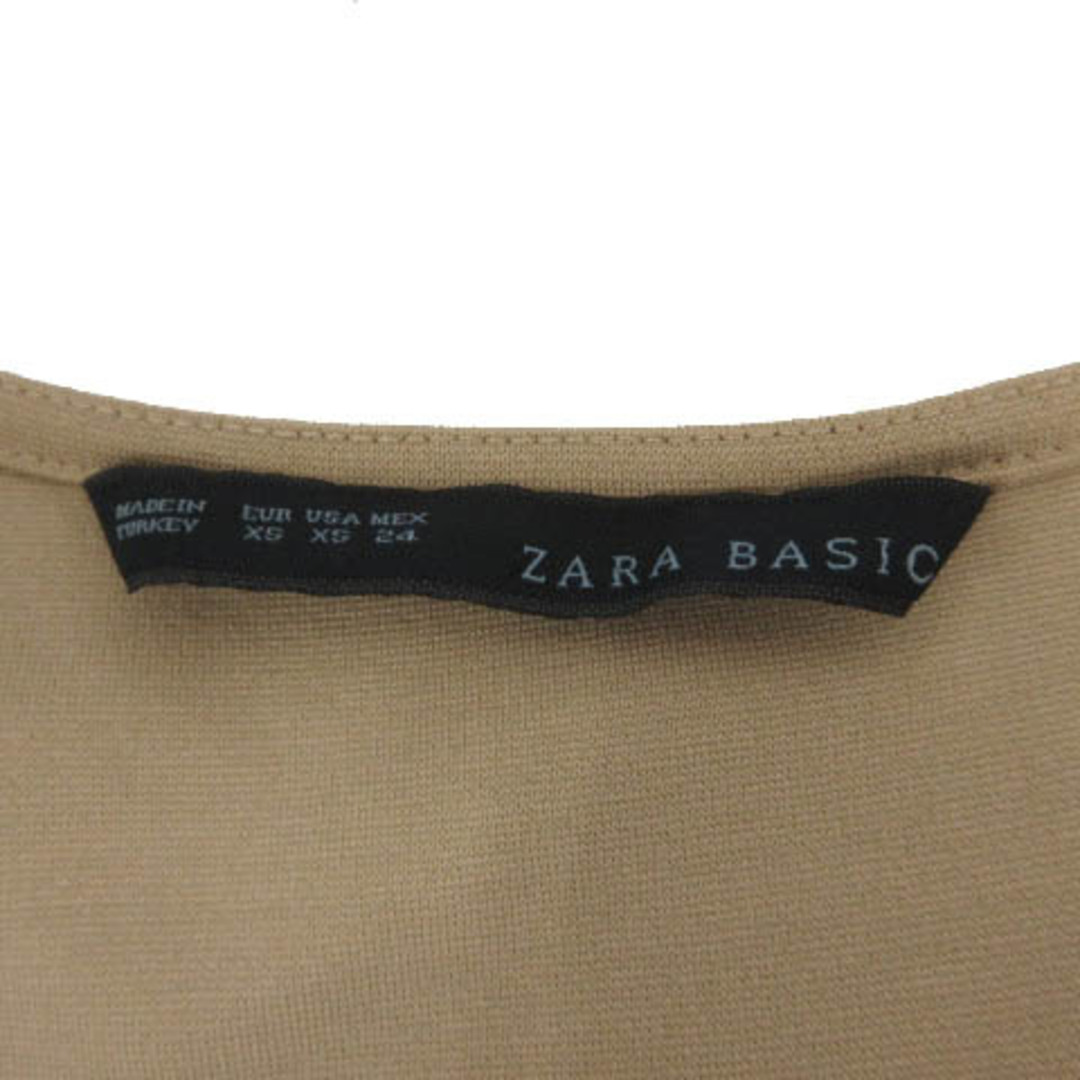 ZARA BASIC ワンピース Uネック ひざ丈 ストレッチ 茶系 XS レディースのワンピース(ひざ丈ワンピース)の商品写真