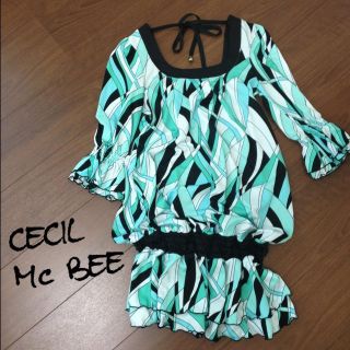 セシルマクビー(CECIL McBEE)のCECIL＊プッチ柄七分袖ワンピ(ミニワンピース)