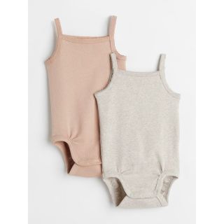 エイチアンドエム(H&M)のH&M コットンリブボディスーツ 2枚セット 80cm(肌着/下着)