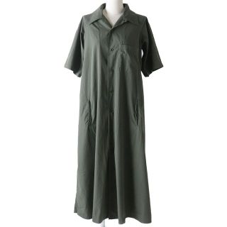 ワイズ(Y's)の美品◇正規品 Y’ｓ ワイズ／ヨウジヤマモト YG-D05-900 OPEN COLLAR DRESS 開襟 オープンカラー 半袖 シャツドレス ワンピース カーキ系 1(ロングワンピース/マキシワンピース)