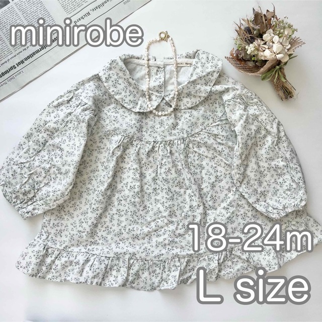 新品✨ minirobe ワンピース  花柄 丸襟 小花柄 女の子 L キッズ/ベビー/マタニティのキッズ服女の子用(90cm~)(ワンピース)の商品写真