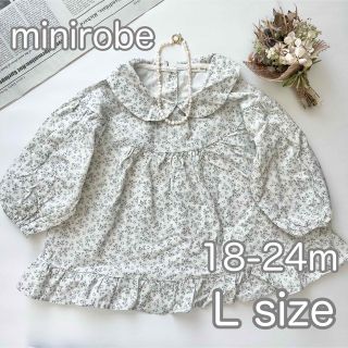 新品✨ minirobe ワンピース  花柄 丸襟 小花柄 女の子 L(ワンピース)