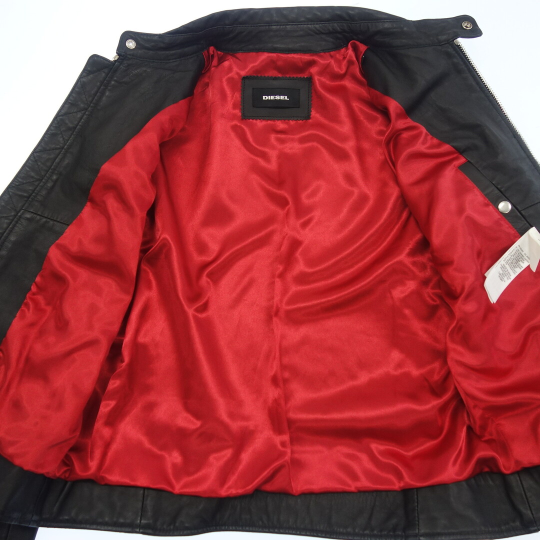 ディーゼル レザージャケット シングル レザーパッチ XL 黒 【AFB48