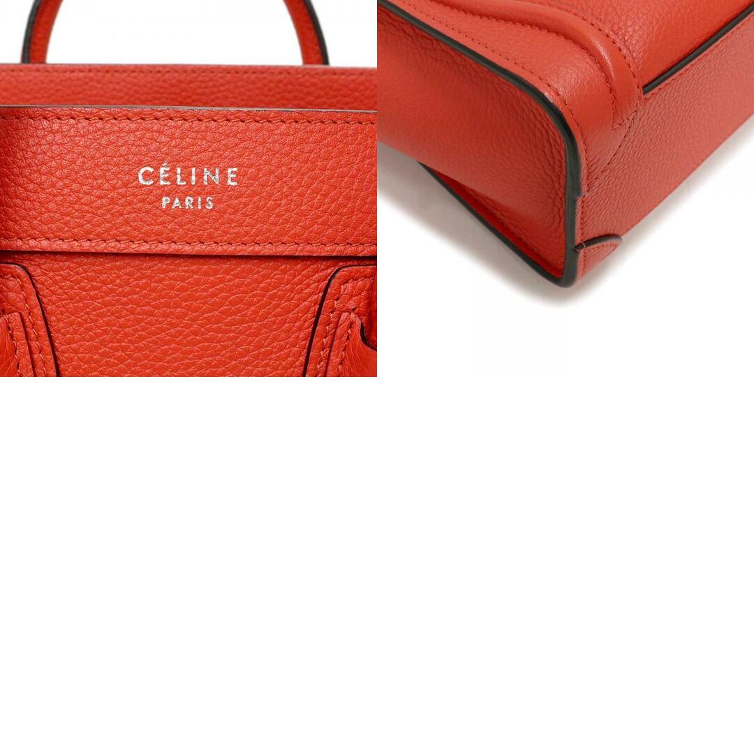 celine(セリーヌ)のセリーヌ ラゲージ ナノショッパー 2way ハンド ショルダーバッグ 斜め掛け ドラムドカーフスキン レザー フォックスレッド レッド 赤 168243 CELINE（美品） レディースのバッグ(ハンドバッグ)の商品写真