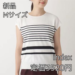 インデックス(INDEX)の3250⭐︎index⭐︎パネルボーダーフレンチスリーブニット(Tシャツ(半袖/袖なし))