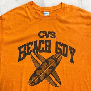 S197 古着 オレンジ CVS　BEACHGUY　ビーチガイ　サーフ Tシャツ(Tシャツ/カットソー(半袖/袖なし))