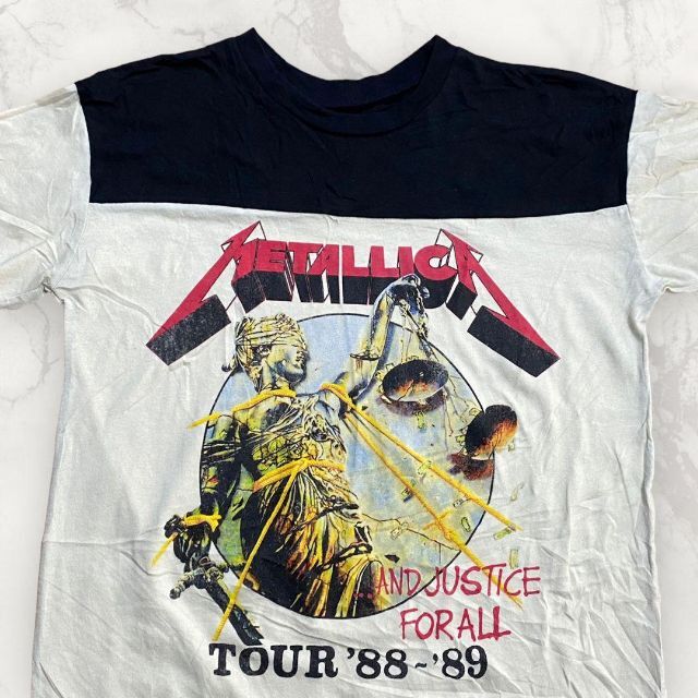 S195 古着 METALLICA 白 メタリカ　ツアー　ラグラン　バンド T メンズのトップス(Tシャツ/カットソー(半袖/袖なし))の商品写真