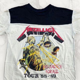 S195 古着 METALLICA 白 メタリカ　ツアー　ラグラン　バンド T(Tシャツ/カットソー(半袖/袖なし))