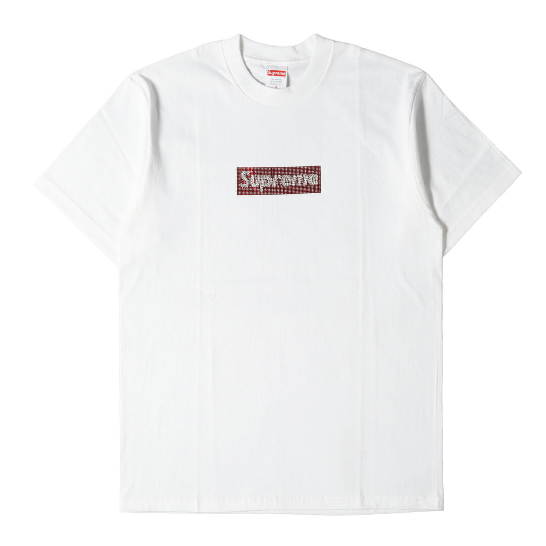 Supreme シュプリーム Tシャツ 25周年記念 スワロフスキー BOXロゴ クルーネックTシャツ Swarovski Box Logo Tee 19SS ホワイト 白 S トップス カットソー 半袖【メンズ】Tシャツ/カットソー(半袖/袖なし)