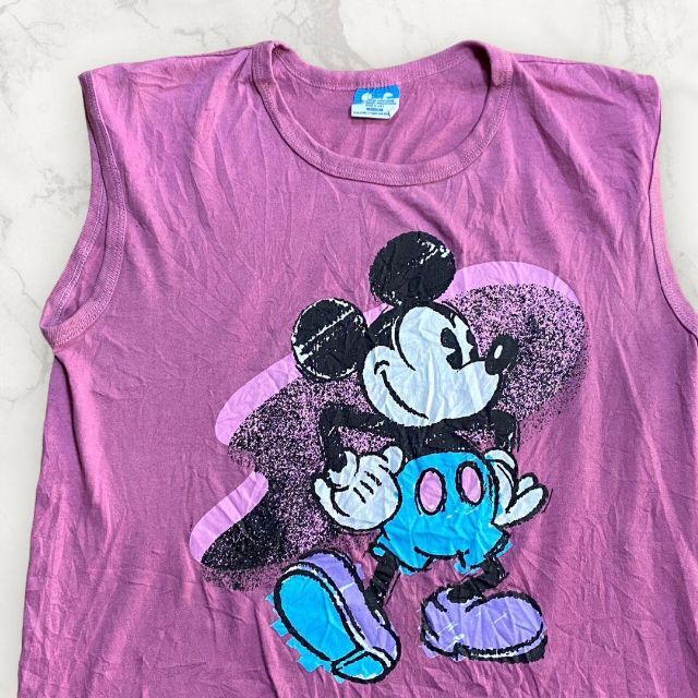 S186 古着 Disney 90s ピンク ディズニー　ミッキーマウス Tシャ メンズのトップス(タンクトップ)の商品写真
