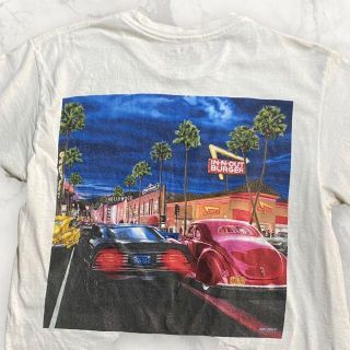 S176 古着 INNOUT  白 インアウト　アメリカ　ハンバーガー　ショップ(Tシャツ/カットソー(半袖/袖なし))