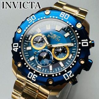 インビクタ(INVICTA)のゴールド＆ブルー【新品】インビクタ プロダイバー メンズ 腕時計 クォーツ(腕時計(アナログ))