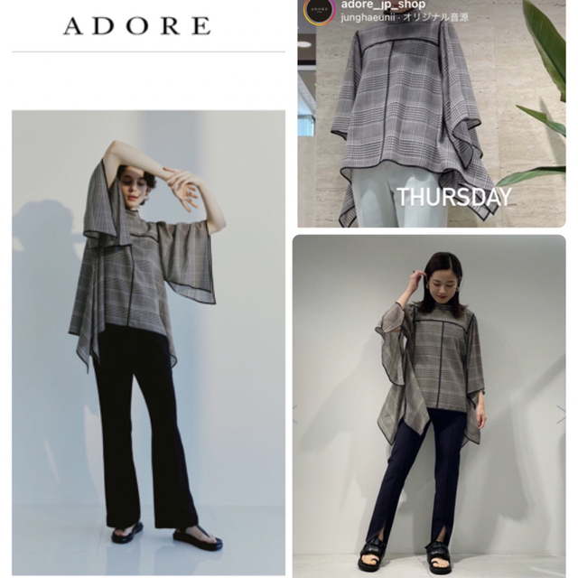 注目ショップ ADORE アドーア アドーア マナードボイルブラウス ADORE
