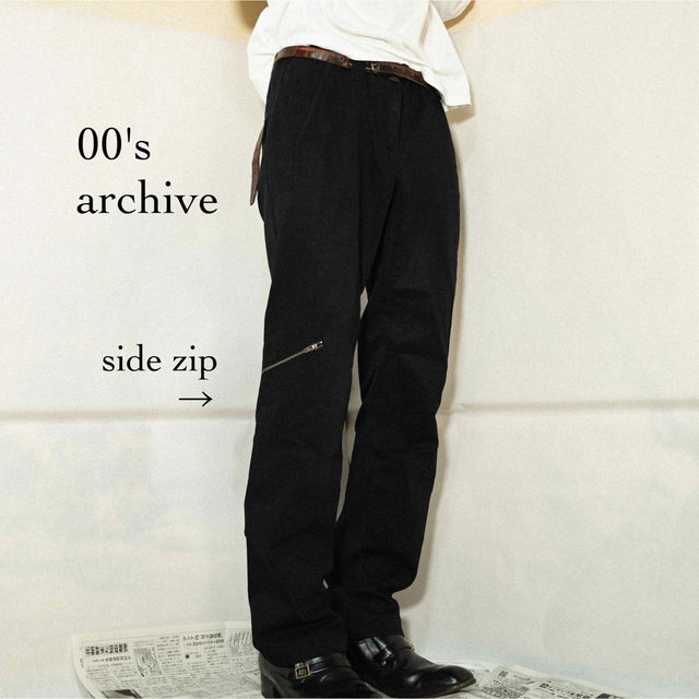00's  zipギミックパンツ　ブラック　サイドダーツ　vintage y2k